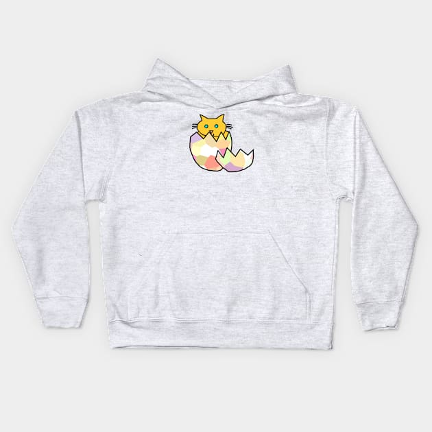 Yellow Cat Hatching from Easter Egg as Chonk Kitten Kids Hoodie by ellenhenryart